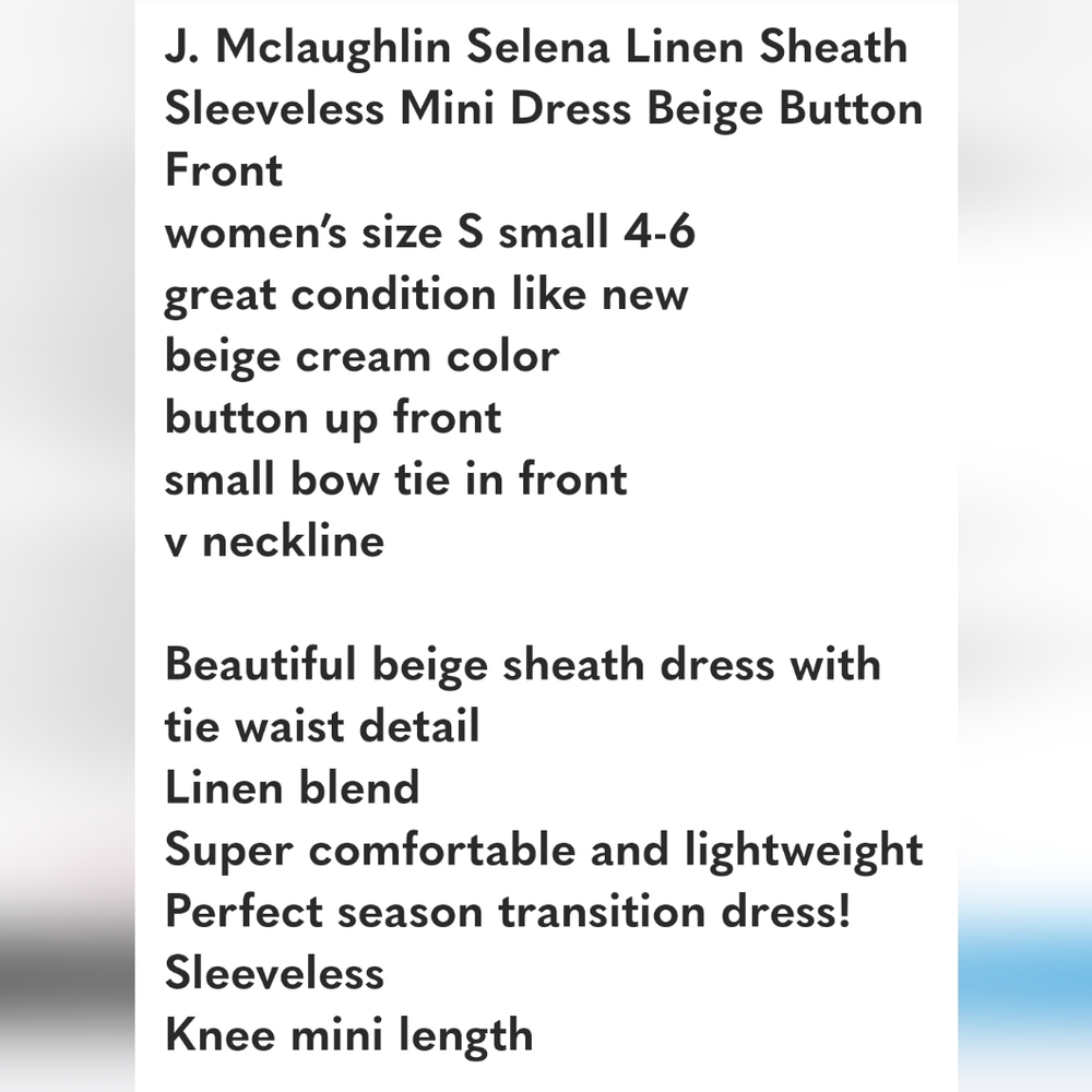 J. Mclaughlin Selena Linen  Sleeveless Knot Front Dress - Picture 9 of 10